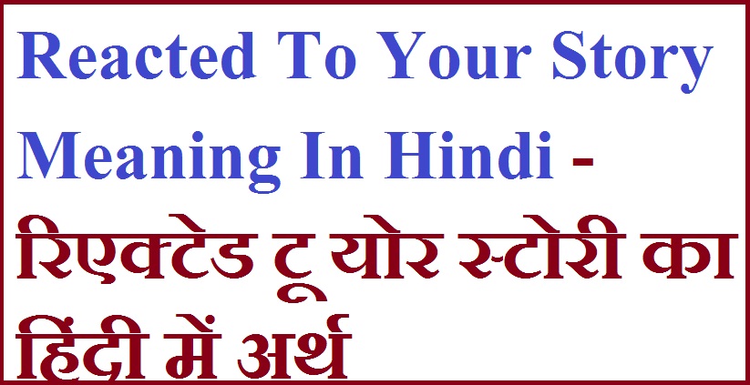 Reacted To Your Story Meaning In Hindi