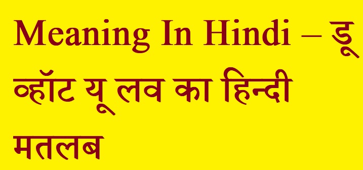 Do What You Love Meaning In Hindi