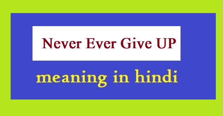 Never ever give up in Hindi meaning