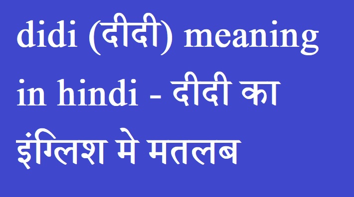 didi (दीदी) meaning in hindi - दीदी का इंग्लिश मे मतलब 